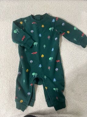 Primary Forest Fox & Tree Print Green Baby Footie